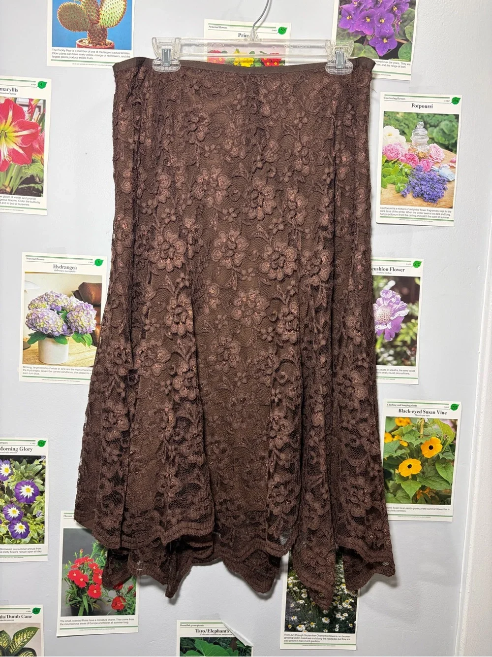 Liz Claiborne Brown Floral Lace Maxi Skirt